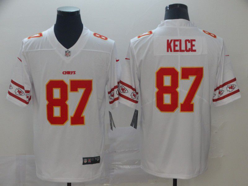 Men Kansas City Chiefs #87 Kelce White team logo cool edition NFL Jerseys